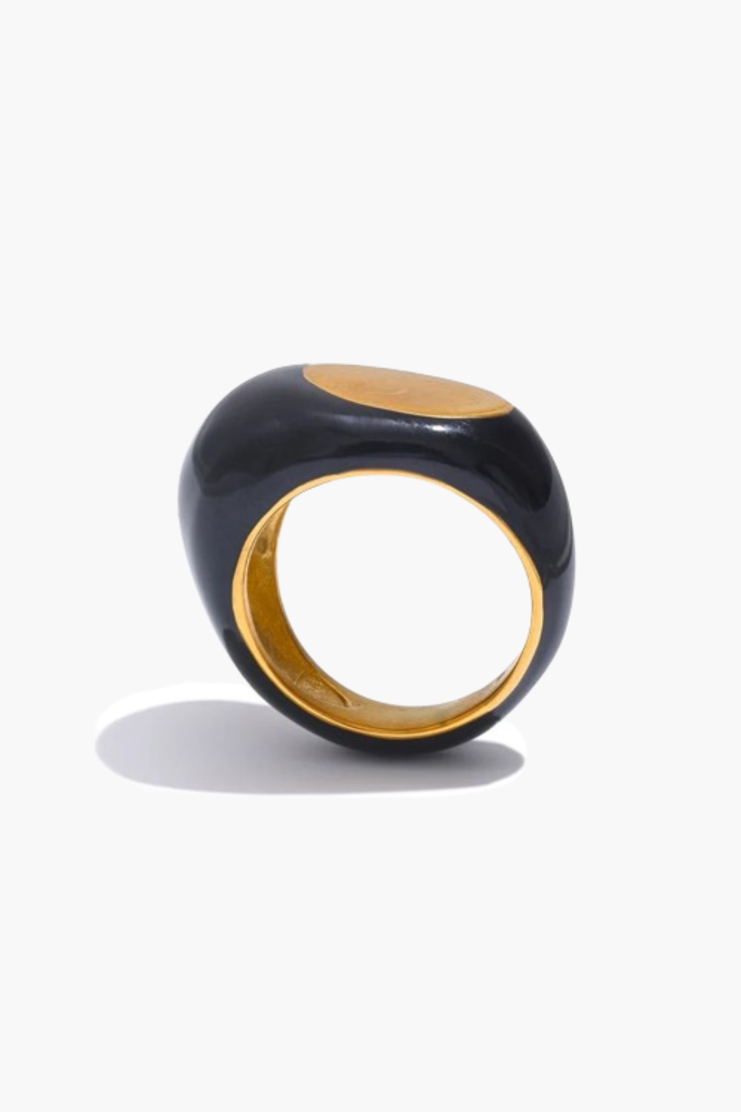 Anel Geométrico Esmaltado com Textura