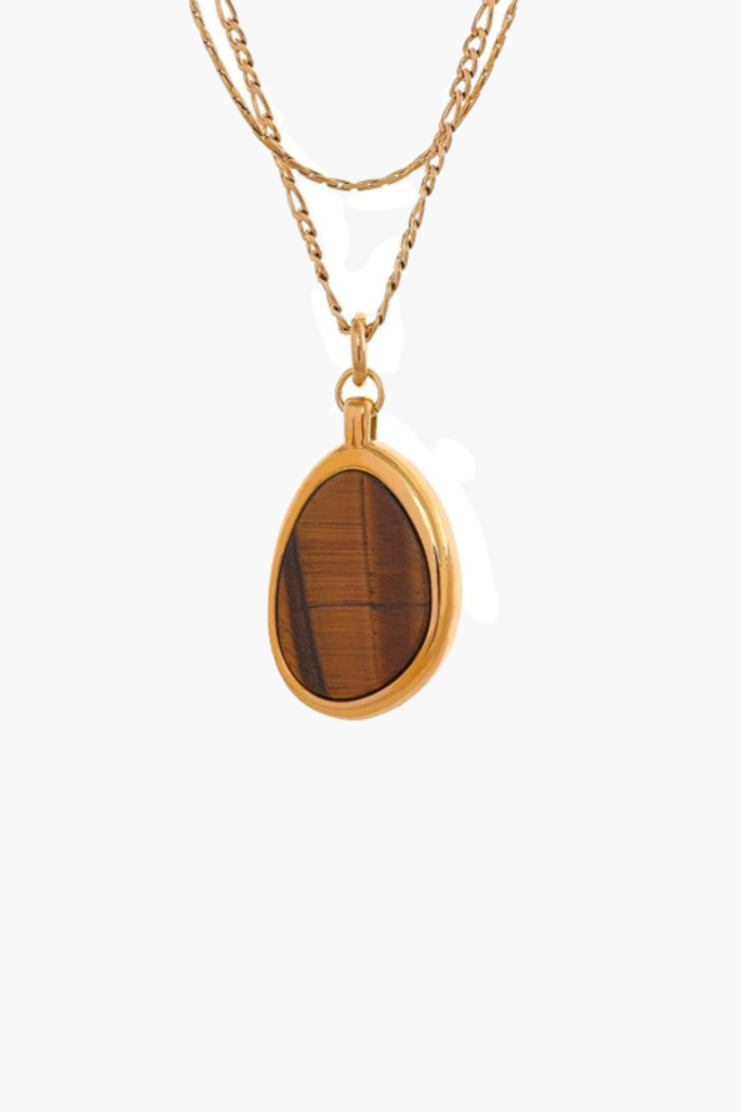 Colar Longo com Pedra Grande Olho de Tigre