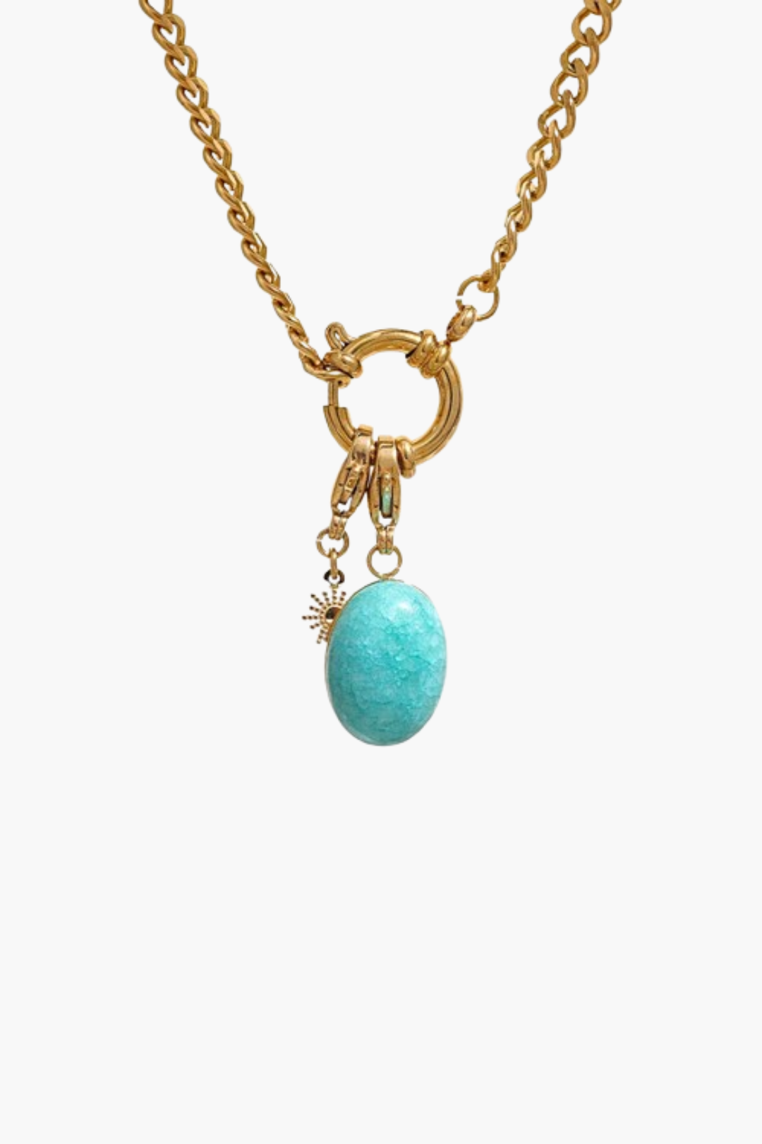 Colar de Corrente com Pingente de Opala Azul
