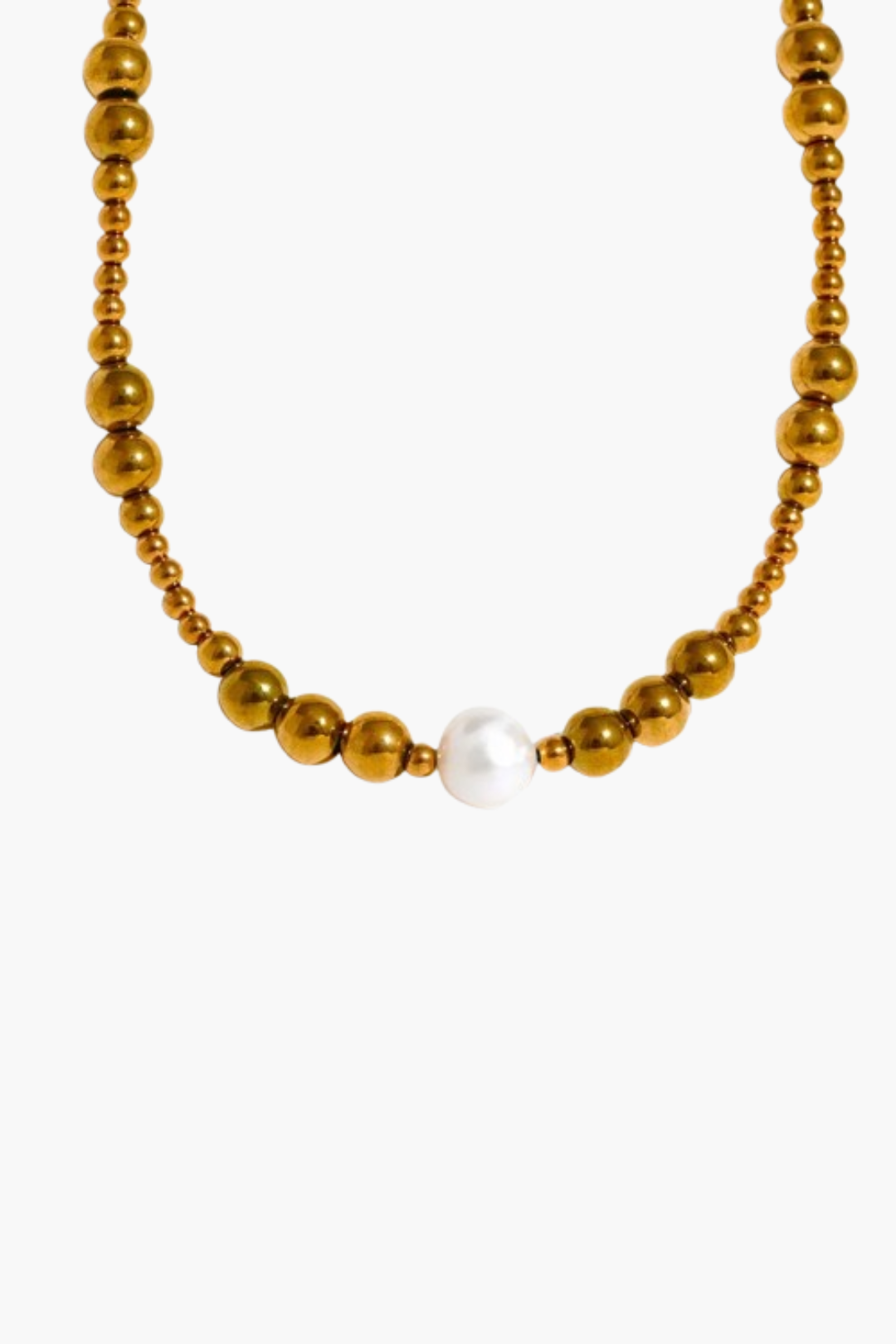Choker Pérola Artificial com Contas Banhada Ouro 18k