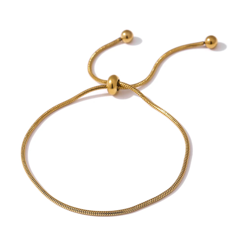 Pulsera Ajustable de Cadena Dorada Bañada en Oro 18K