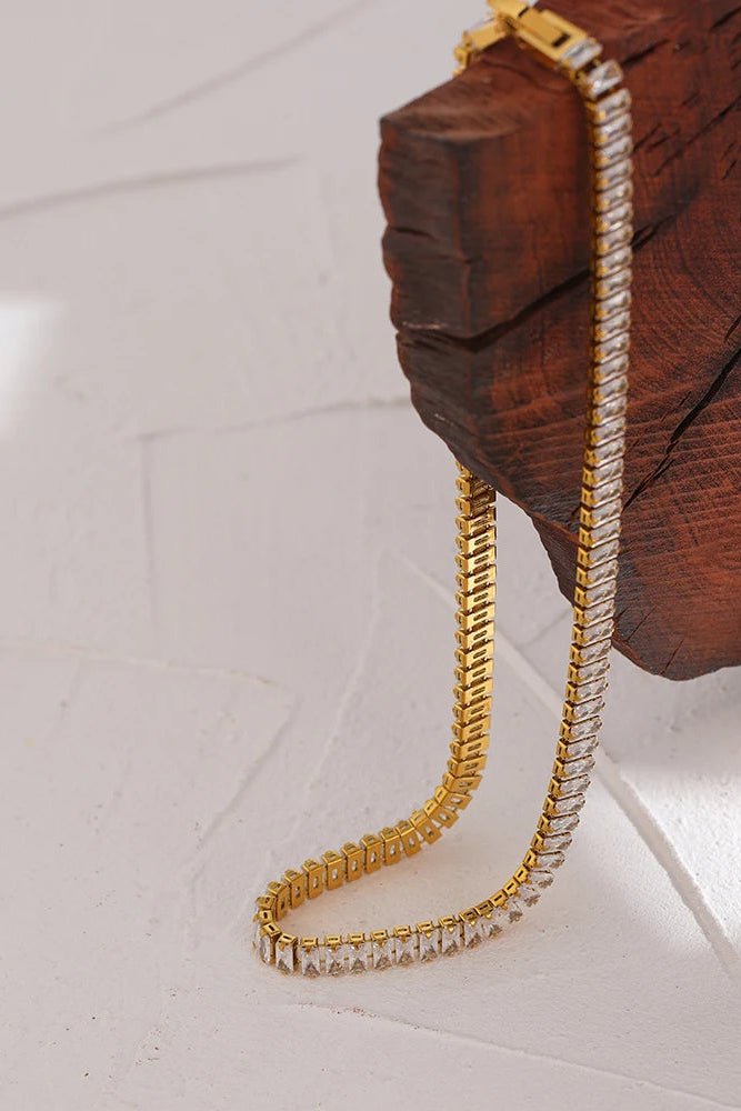 Choker Zircônia Cúbica Geométrica Banhada Ouro 18k