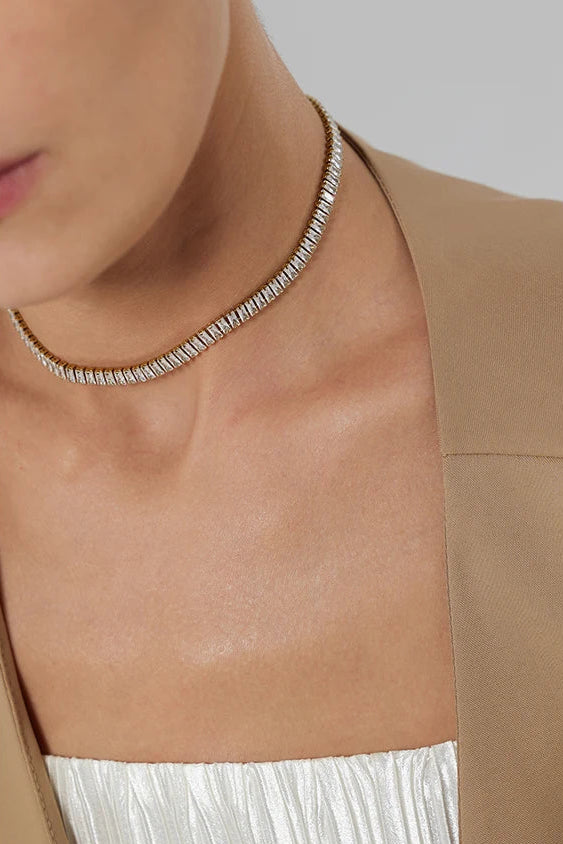 Choker Zircônia Cúbica Geométrica Banhada Ouro 18k