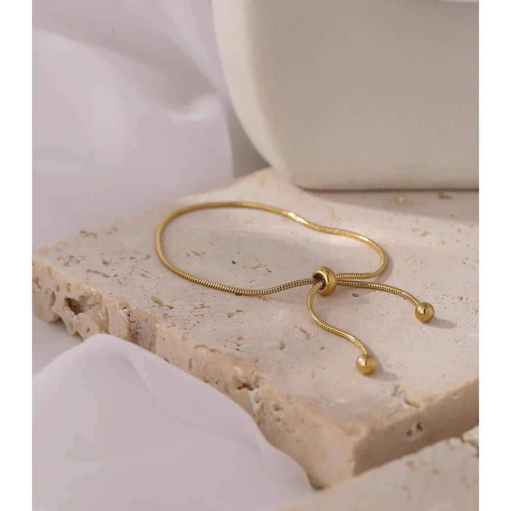 Pulsera Ajustable de Cadena Dorada Bañada en Oro 18K