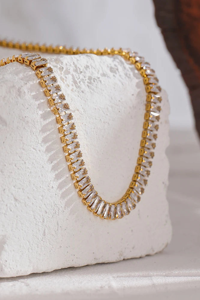 Choker Zircônia Cúbica Geométrica Banhada Ouro 18k