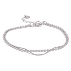 Pulsera Doble Cadena Ajustable con Bolitas Bañada