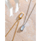 Collar con Colgante Cuadrado de Piedra Blanca
