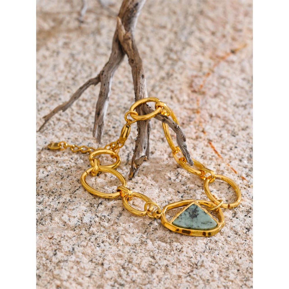 Pulseira Corrente com Pedra Natural Azul