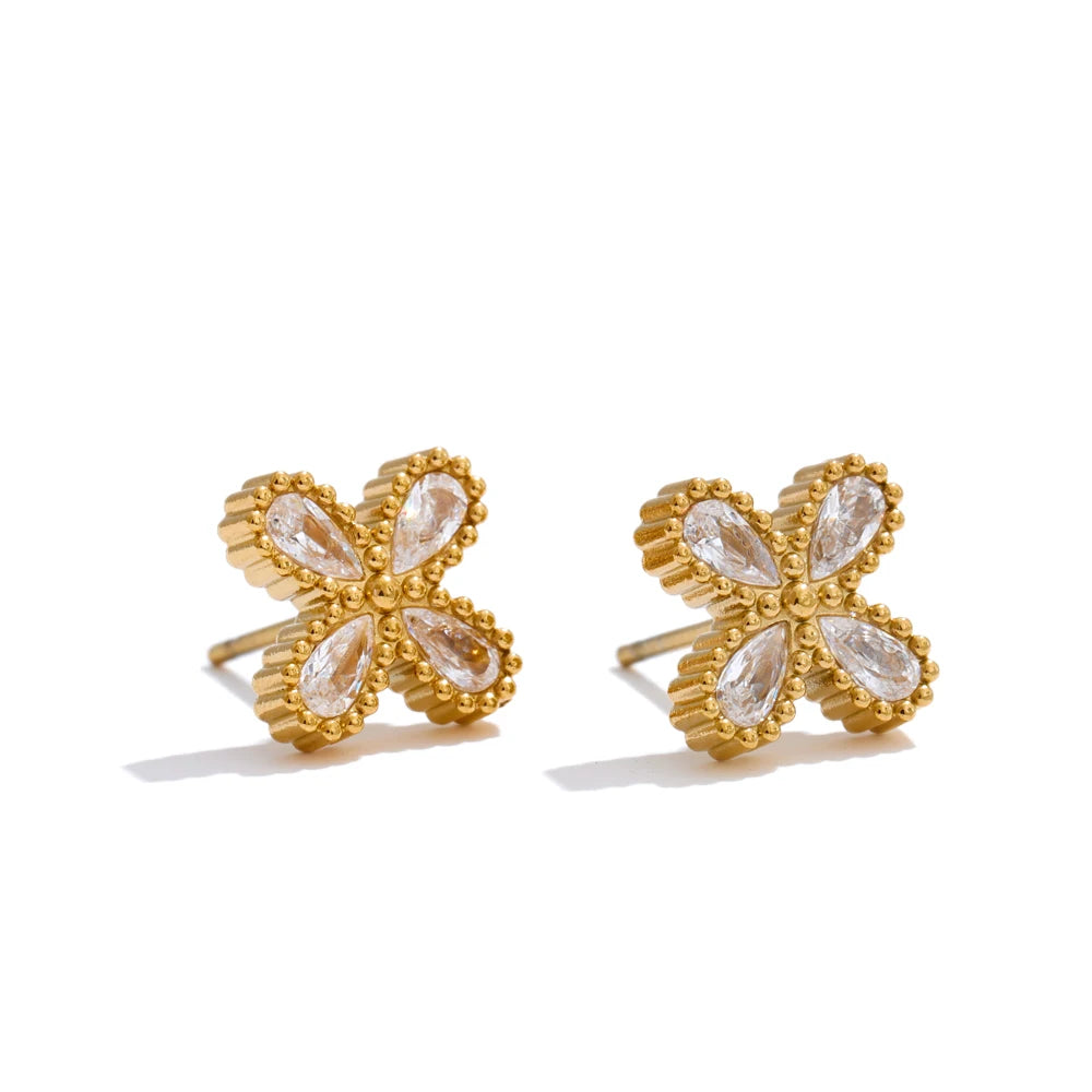 Aros Flor Aurora con Circonitas