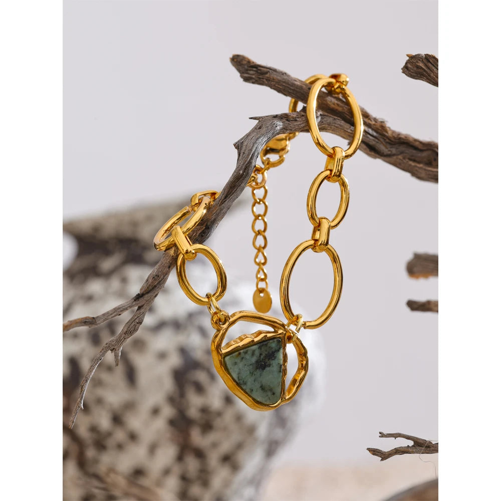 Pulseira Corrente com Pedra Natural Azul