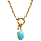 Colar de Corrente  Pingente Pedra Opal Azul