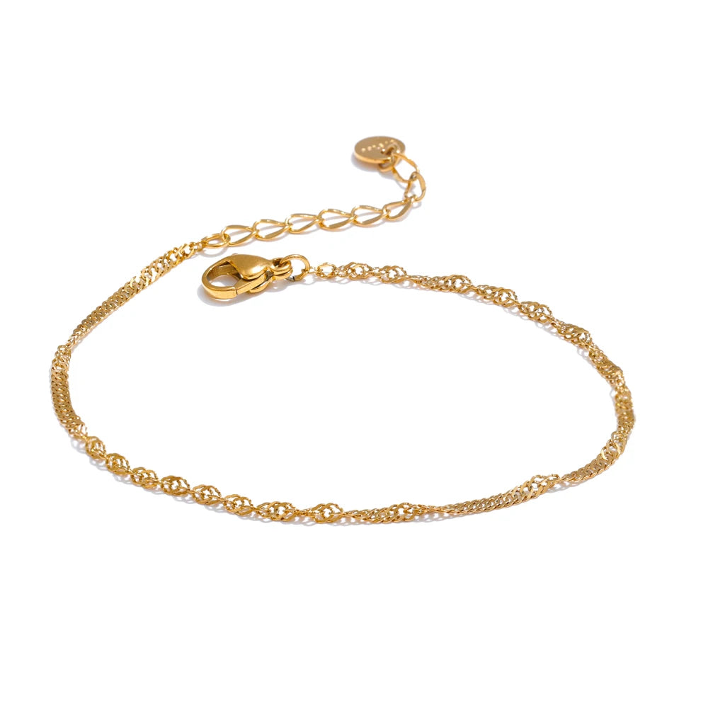 Pulsera Ajustable de Cadena con Detalles Tubulares