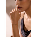Pulsera Doble Cadena Ajustable con Bolitas Bañada