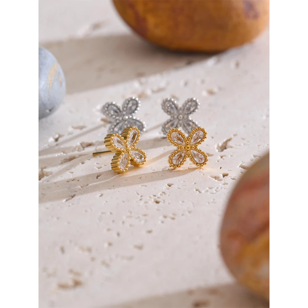 Aros Flor Aurora con Circonitas