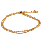 Pulsera Doble Cadena Ajustable con Bolitas Bañada