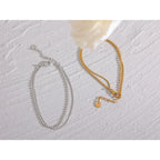 Pulsera Doble Cadena Ajustable con Bolitas Bañada