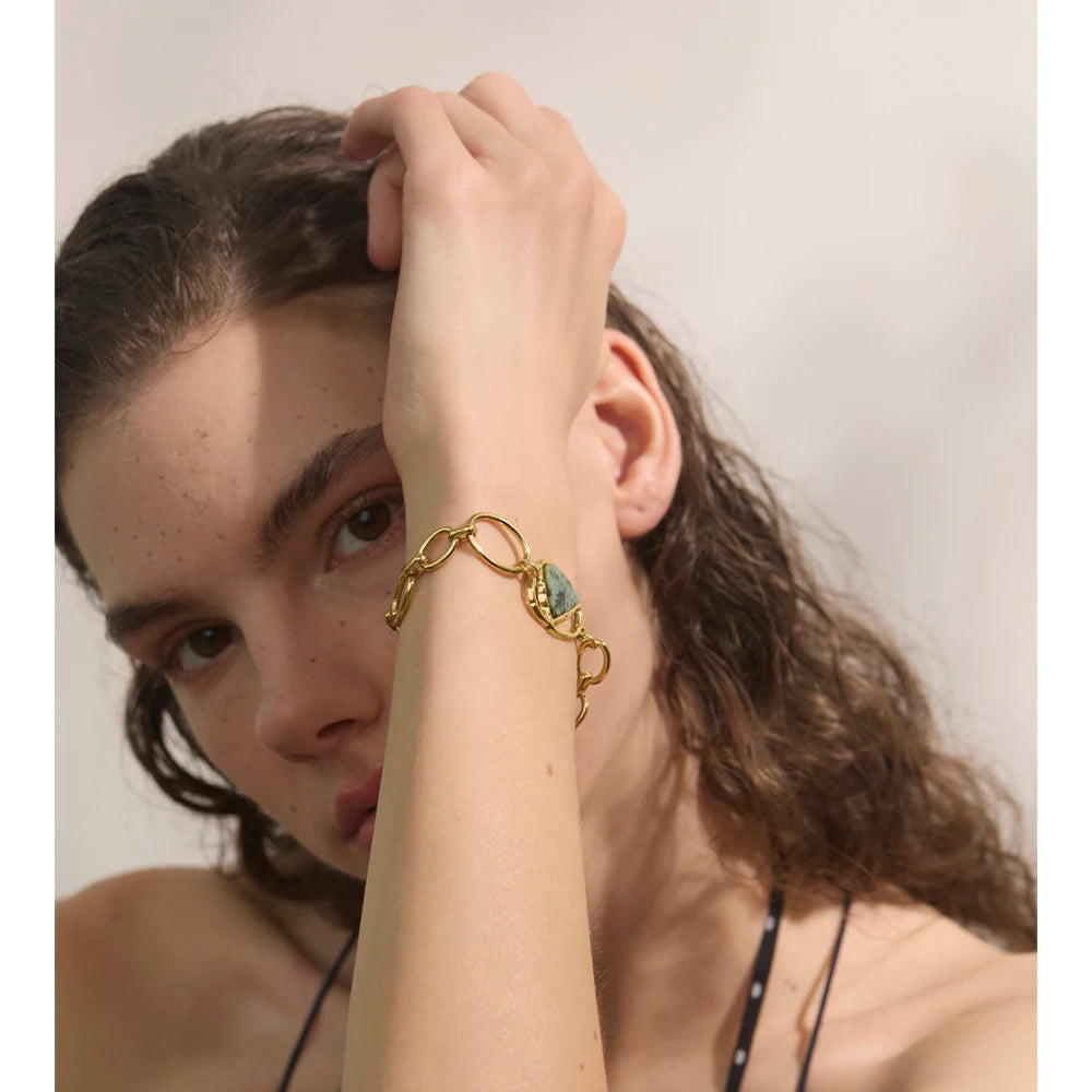 Pulseira Corrente com Pedra Natural Azul