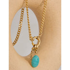 Colar de Corrente  Pingente Pedra Opal Azul