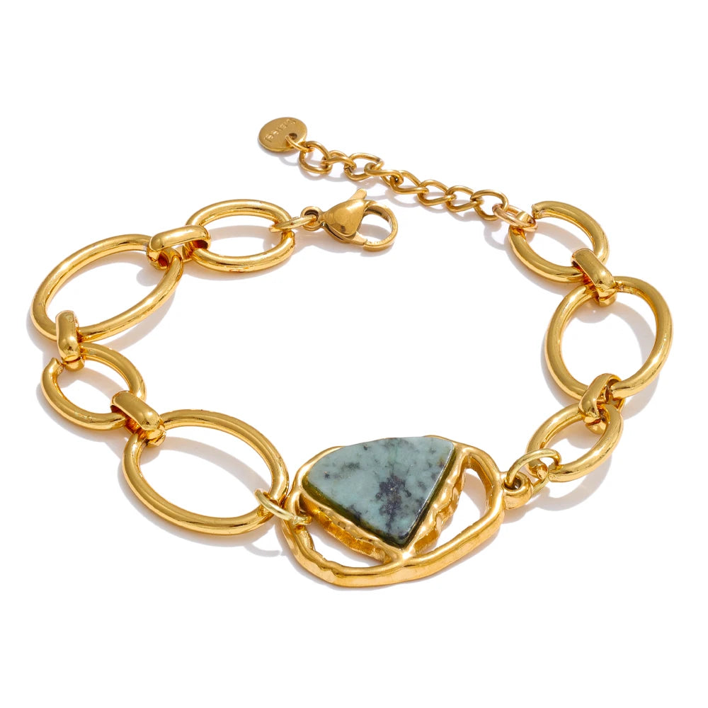 Pulseira Corrente com Pedra Natural Azul