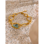 Pulseira Corrente com Pedra Natural Azul